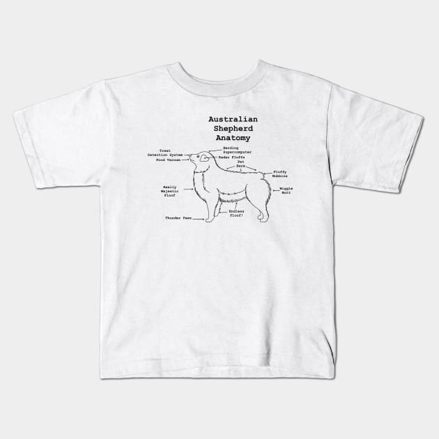 The Anatomy of the Australian Shepherd Kids T-Shirt by Willow Comics